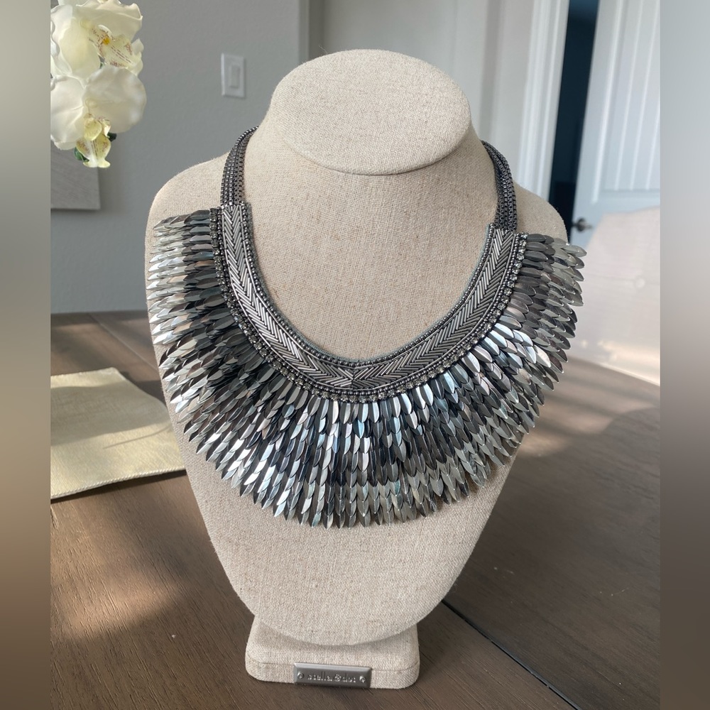 Vintage Stella & Dot Pegasus Bib Necklace- Silver